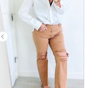 RISEN high rise straight jeans -mocha